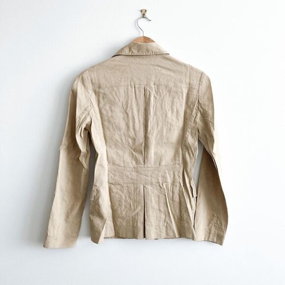 Theory Womens Saffron B Blazer Linen Long Sleeve Button Front Career Tan Small - Picture 2 of 8